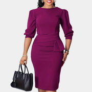 Elegantes Midikleid mit Rüschen für Frauen – Ideal für Herbst und Winter – Lila