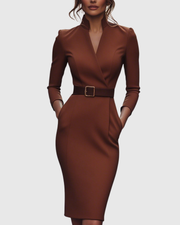 Elegantes Midikleid mit Wickelausschnitt für Damen - Vielseitig und Stilvoll – Ziegelrot