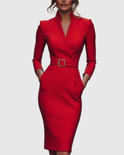 Elegantes Midikleid mit Wickelausschnitt für Damen - Vielseitig und Stilvoll – Rot
