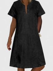 Elegantes Sommerkleid für Frauen | A-Linien-Silhouette mit V-Ausschnitt – Schwarz