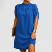 Elegantes Sommerkleid für Frauen mit Rüschen und Schulterausschnitten – Blau