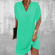 Elegantes bauchbedeckendes Kleid für Frauen - Sommerkleid mit V-Ausschnitt – Helles Grün