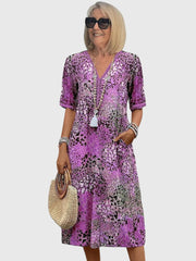 Elegantes florales Midikleid für Frauen - Perfekt für Sommeranlässe – Lavendel Lila