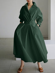 Elegantes langes Kleid für Damen – zeitlos und vielseitig – Armeegrün