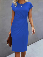 Paula | Damen Rundhals-Kleid zeitlos – Blau