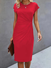 Reilly – Feminin geschnittenes Midikleid mit Knotendetail vorn – Rot