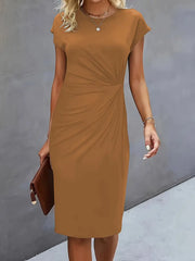 Reilly – Feminin geschnittenes Midikleid mit Knotendetail vorn – Khaki