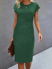 Reilly – Feminin geschnittenes Midikleid mit Knotendetail vorn – Grün
