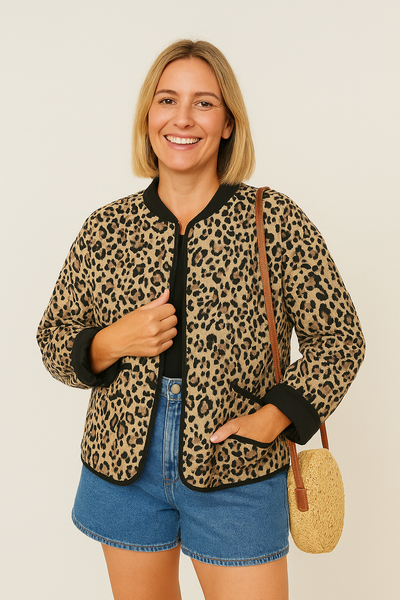 Else Steppjacke Rundhals Animalprint