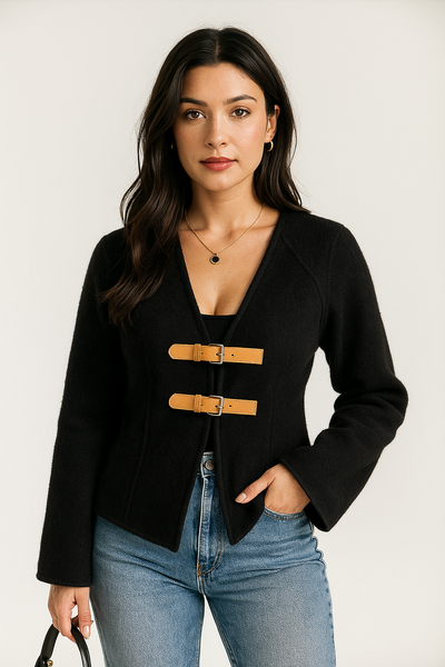 Emma Blazerjacke V-Ausschnitt mit Schnallen