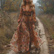 Selvara – Stilvolles Boho Damen Maxikleid – Dunkelbraun