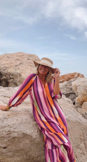 Lunara | Pinkes Mykonos Kleid – Hotpink