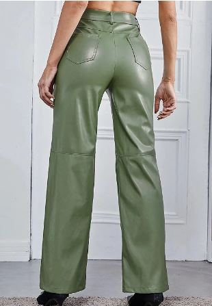 Hochtaillierte Weitbeinige Vegane Lederhose für Damen