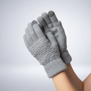 Touchscreen-Handschuhe mit Zopfmuster – Grau