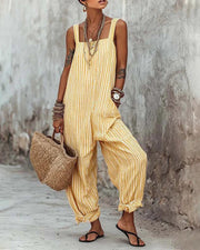 Noella - Leichter gestreifter Jumpsuit – Gelb