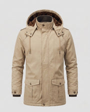 Herren-Feldparka im Canvas-Look mit wärmendem Teddy-Fleece-Futter und Utility-Taschen Nord Taschen – Khaki