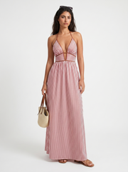Lilliet - Skulpturales Neckholder-Maxikleid – Pink