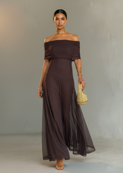 GIORGINA / LANGES DESIGNERKLEID – Braun