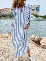 Gestreiftes Maxikleid Damen: Bequem und Stilvoll für den Alltag – Blau