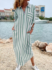 Gestreiftes Maxikleid Damen: Bequem und Stilvoll für den Alltag – Grün