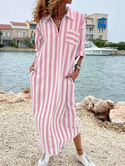 Gestreiftes Maxikleid Damen: Bequem und Stilvoll für den Alltag – Rosa