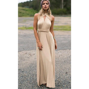 Damen Ärmelloses V-Ausschnitt Fließendes Anlasskleid – Elegante Party Mode – Kamel