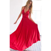Damen Ärmelloses V-Ausschnitt Fließendes Anlasskleid – Elegante Party Mode – rot