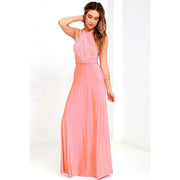 Damen Ärmelloses V-Ausschnitt Fließendes Anlasskleid – Elegante Party Mode – rosa