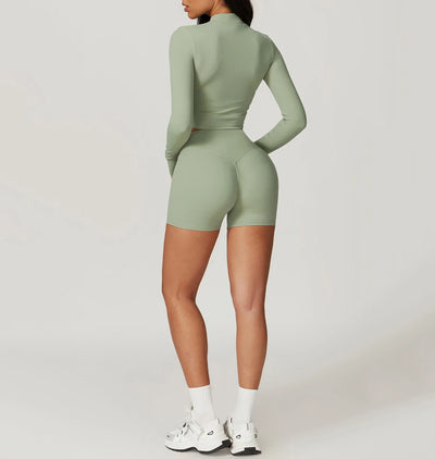 Sportliches Zweiteiler-Set | Crop-Jacke mit Shorts | Komfortabel & Aktiv