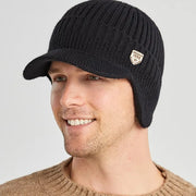 Herren Strickmütze mit Ohrenklappen – Schwarz