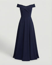 Heidi-Mode | Elegantes Off-Shoulder Langes Catwalk Abendkleid – Blau