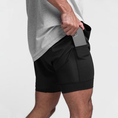 2-in-1 Herren Sportshorts atmungsaktiv mit Innenshorts Training - Noah