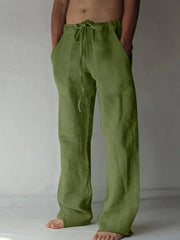 Arthur | Herren hose weit, Baggy Fit Sommerhose mit Kordelzug – Grün