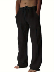 Arthur | Herren hose weit, Baggy Fit Sommerhose mit Kordelzug – Schwarz