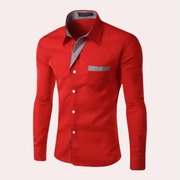Herren Business Hemd Mit Kentkragen – Rot