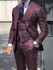 Herren Hochzeitsanzug Dreiteiler Elegant – Burgunderrot