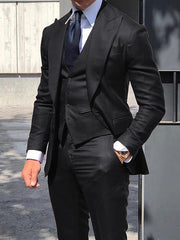 Herren Hochzeitsanzug Dreiteiler Elegant – Schwarz