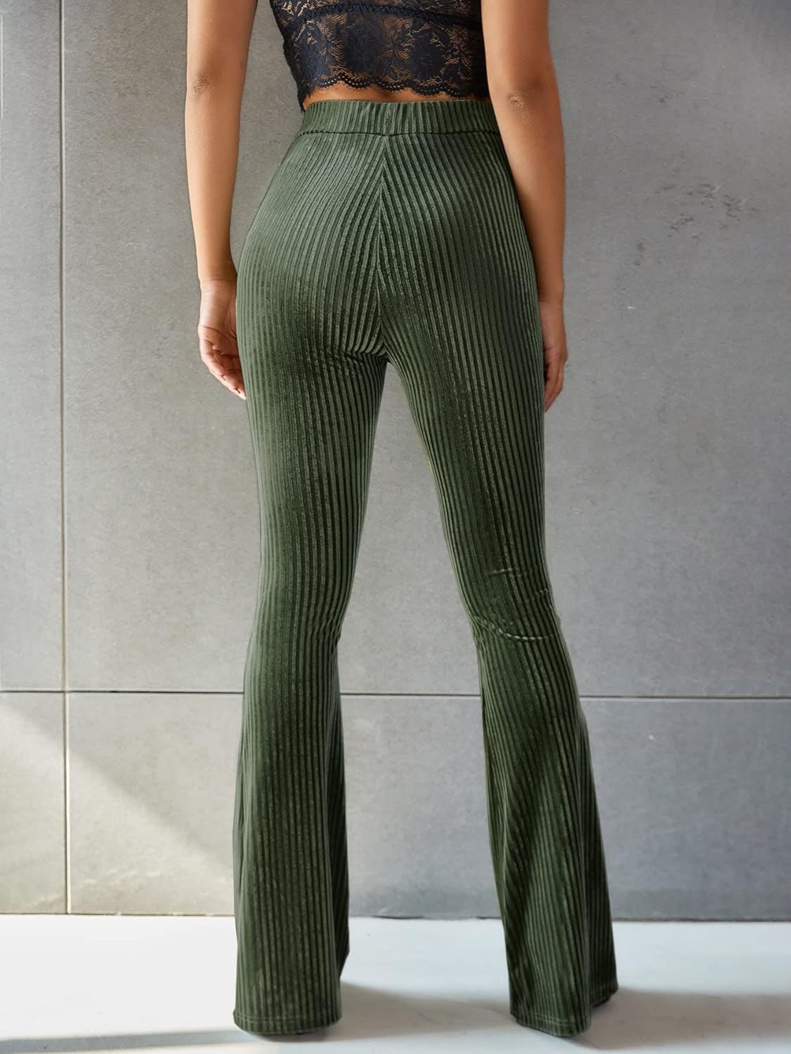 Retro High-Waist Cordhose mit Schlag für Damen