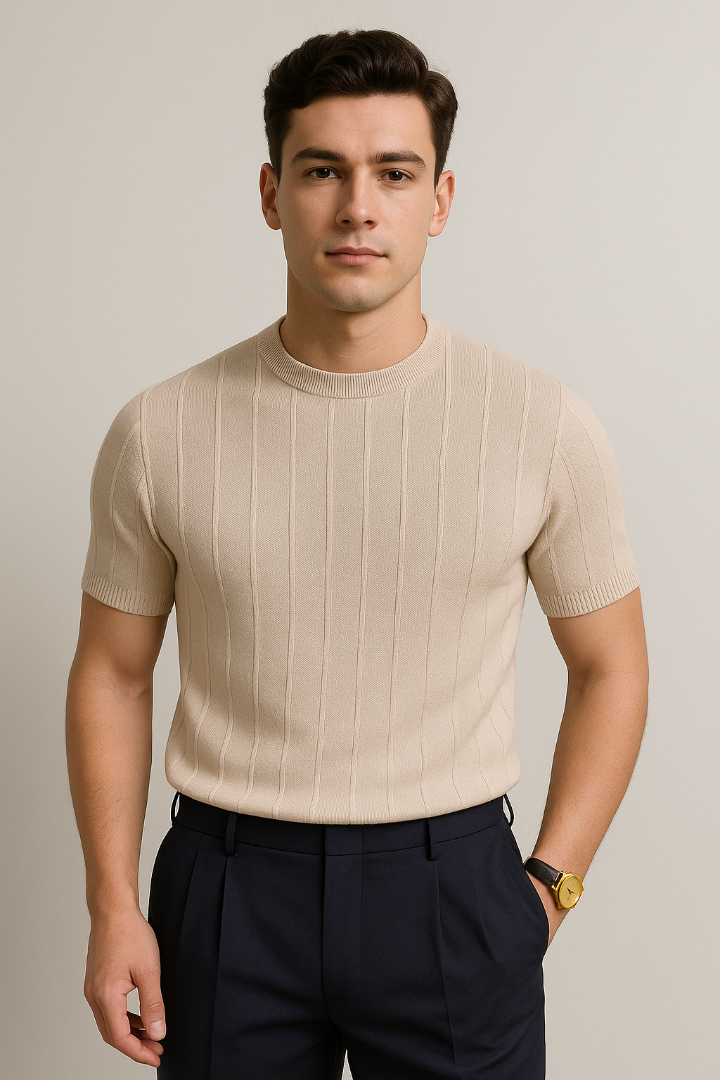 Hudson Strick T-Shirt Herren Kurzarm