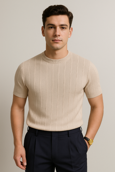 Hudson Strick T-Shirt Herren Kurzarm