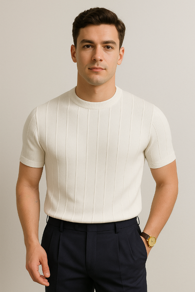 Hudson Strick T-Shirt Herren Kurzarm