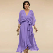 MARTA™ | CHIFFONKLEID MIT V-AUSSCHNITT – Violett