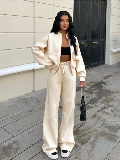 Zweiteiliges Sweat-Set | Reißverschlussjacke | Lässiger Stil