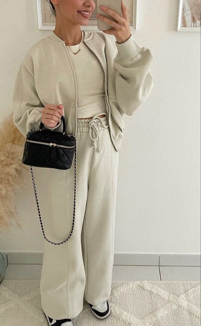 Zweiteiliges Sweat-Set | Reißverschlussjacke | Lässiger Stil