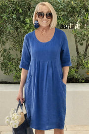 Ella | Stilvolles Kleid Damen Alltag Trend – Marineblau