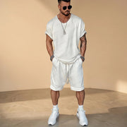 Alan - Bequemes Set mit Hemd und Shorts – Weiß