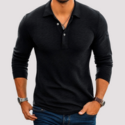 Jack - Bequemes Langarm-Poloshirt – Schwarz