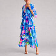Denise - Elegantes Kleid mit mehreren Lagen – Blau