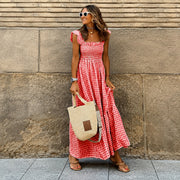 Sarah - Edles, plissiertes Maxikleid – Rot