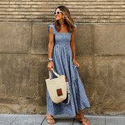 Sarah - Edles, plissiertes Maxikleid – Schwarz